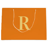 Grand Sac Cadeau Moderne simple Monogramme Orange (Devant)