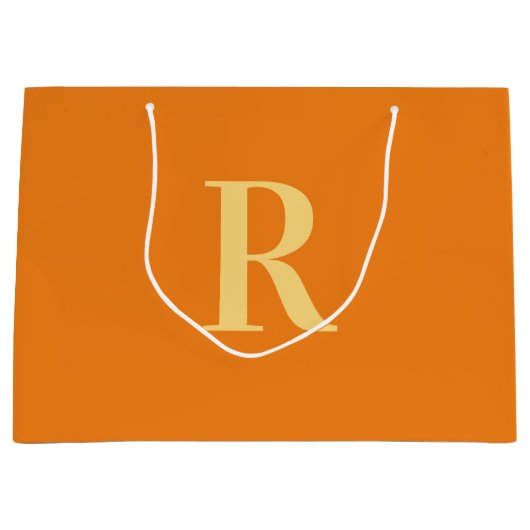Grand Sac Cadeau Moderne simple Monogramme Orange (Devant)