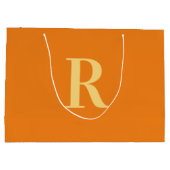 Grand Sac Cadeau Moderne simple Monogramme Orange (Dos)