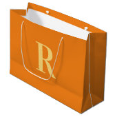 Grand Sac Cadeau Moderne simple Monogramme Orange (Devant Angle)