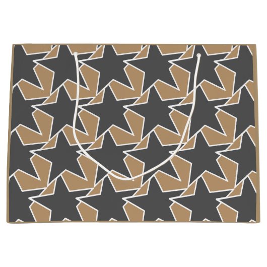 Grand Sac Cadeau Moderne Star Géométrique - taupe et gris / gris (Devant)