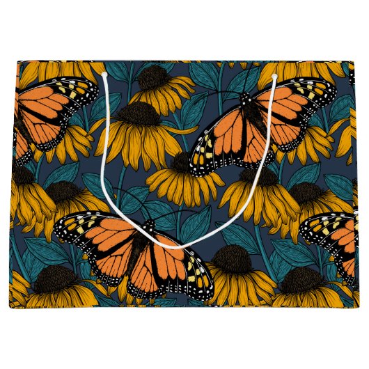 Grand Sac Cadeau Monarch butterfly on yellow coneflowers (Devant)