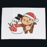 Grand Sac Cadeau Monkey With Snowman In Winter For Christmas<br><div class="desc">Monkey with a snowman en hiver pour Christmas - a snowman for winter and Christmas. A winter greeting in the cold season for the holidays. Christmas monkey with snowman.</div>