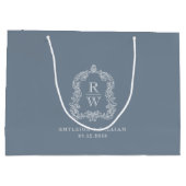 Grand Sac Cadeau Monogram Crest Dusty Mariage bleu (Dos)