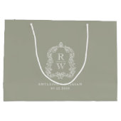 Grand Sac Cadeau Monogram Crest Sage Green Wedding (Dos)