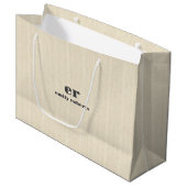 Grand Sac Cadeau Monogramme Beige Clair Burlap Gris Typographie (Devant Angle)
