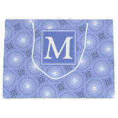 Grand Sac Cadeau Monogramme bleu cercles motif (Devant)