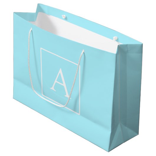 Grand Sac Cadeau Monogramme bleu ciel simple (Devant Angle)
