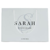 Grand Sac Cadeau Monogramme bleu foncé Personnalisé (Devant)