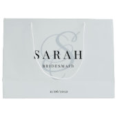 Grand Sac Cadeau Monogramme bleu foncé Personnalisé (Dos)