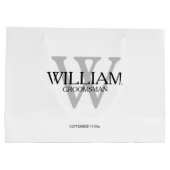 Grand Sac Cadeau Monogramme cadeau Groomsman noir blanc et gris (Dos)