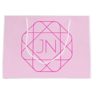 Grand Sac Cadeau Monogramme Cool, Style de Logo Hip   Rose & Magent