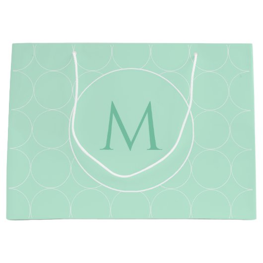 Grand Sac Cadeau Monogramme couleur verte à la menthe moderne Modèl (Devant)