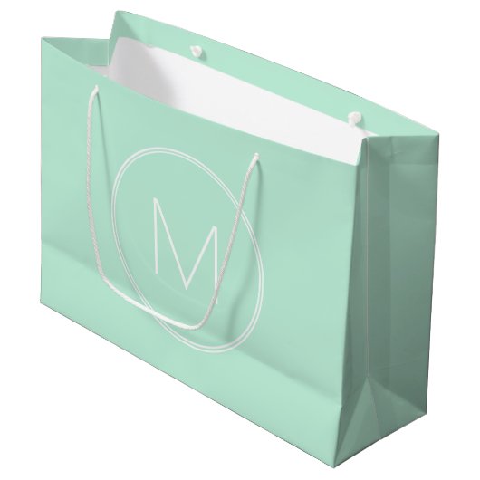 Grand Sac Cadeau Monogramme couleur verte tendance (Devant Angle)