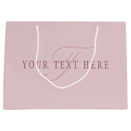 Grand Sac Cadeau Monogramme d'aspect élégant | Or rose (Devant)