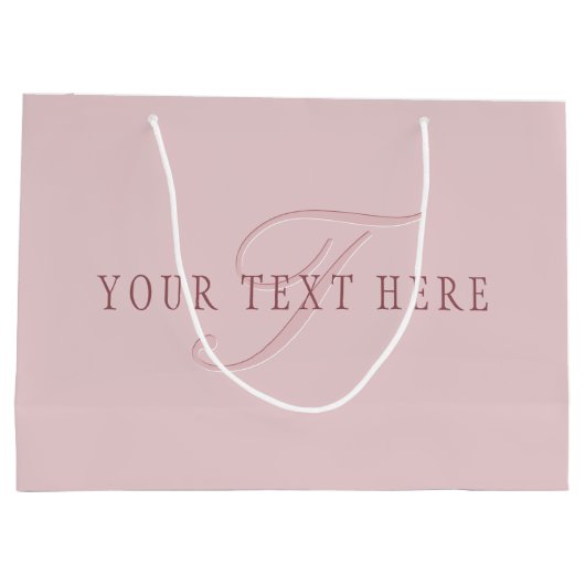 Grand Sac Cadeau Monogramme d'aspect élégant | Or rose (Dos)