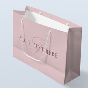 Grand Sac Cadeau Monogramme d'aspect élégant   Or rose