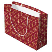Grand Sac Cadeau Monogramme de luxe Rouge et Or Quatre Floral (Dos Angle)