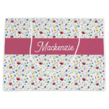 Monogramme de nom aquarelle de fleur sauvage rose