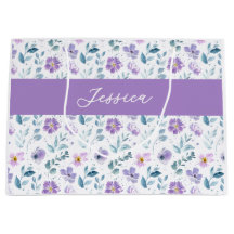 Monogramme de nom de fleur sauvage aquarelle verte