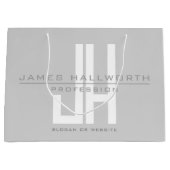 Grand Sac Cadeau Monogramme d'entreprise au look moderne | Gris (Devant)