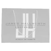 Grand Sac Cadeau Monogramme d'entreprise au look moderne | Gris (Dos)