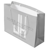 Grand Sac Cadeau Monogramme d'entreprise au look moderne | Gris (Dos Angle)