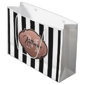 Grand Sac Cadeau Monogramme des bandes noires et blanches (Devant Angle)