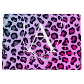 Grand Sac Cadeau Monogramme d'impression coloré Cheetah (Devant)