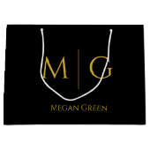 Grand Sac Cadeau Monogramme Élégant Avec Nom Personnalisé (Devant)
