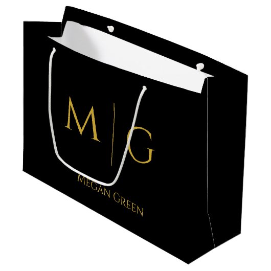 Grand Sac Cadeau Monogramme Élégant Avec Nom Personnalisé (Devant Angle)