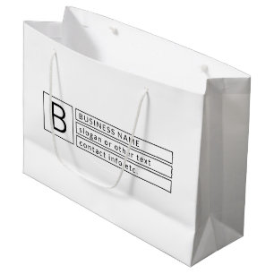 Grand Sac Cadeau Monogramme élégant et nom de l'entreprise (ou autr