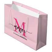Grand Sac Cadeau Monogramme élégant rose chaud moderne (Devant Angle)