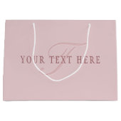 Grand Sac Cadeau Monogramme Élégant | Rose Doré (Devant)