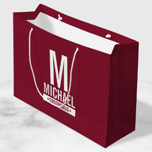 Grand Sac Cadeau Monogramme et nom du Groomsman personnalisé