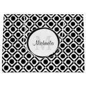 Grand Sac Cadeau Monogramme et nom géométrique noir et blanc modern (Devant)