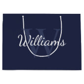 Grand Sac Cadeau Monogramme et nom personnalisés Marine Blue (Devant)