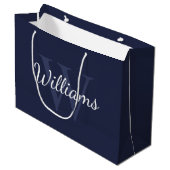 Grand Sac Cadeau Monogramme et nom personnalisés Marine Blue (Devant Angle)