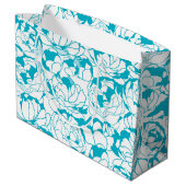 Grand Sac Cadeau Monogramme Floral Turquoise Moderne Avec Nom (Dos Angle)