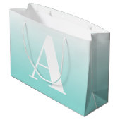 Grand Sac Cadeau Monogramme Gras Moderne | Vert bleu clair Aqua (Dos Angle)