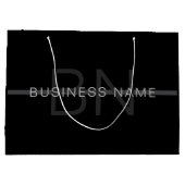 Grand Sac Cadeau Monogramme gris foncé, nom et bande géométrique (Dos)