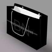 Grand Sac Cadeau Monogramme gris foncé, nom et bande géométrique