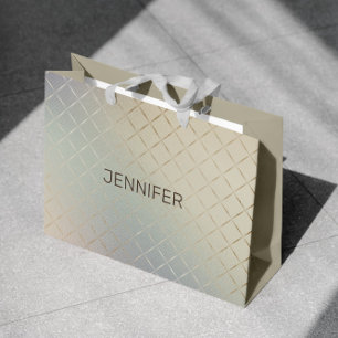 Grand Sac Cadeau Monogramme Luxueux Moderne Iridescent