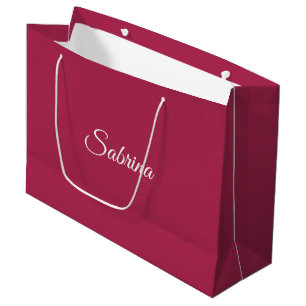 Grand Sac Cadeau Monogramme minimaliste rose cerise rose