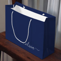 Monogramme moderne bleu marine et blanc