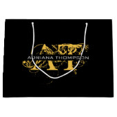 Grand Sac Cadeau Monogramme moderne en noir et or (Devant)