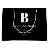 Grand Sac Cadeau Monogramme Moderne Modifiable Nom & Message | Noir (Devant)