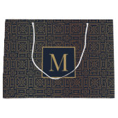 Grand Sac Cadeau Monogramme Motif Art déco géométrique (Devant)