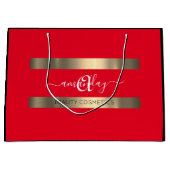 Grand Sac Cadeau Monogramme Nom Black Red Shop Gold Elegant (Devant)
