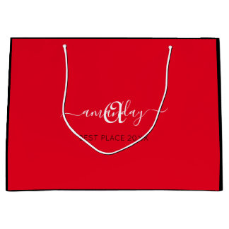 Grand Sac Cadeau Monogramme Nom Black Red Shop Gold Mariage